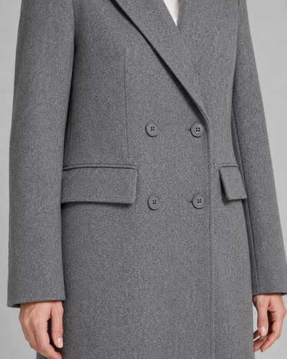 Women's Winter Coat - Long Double Breasted Wool-Style Coat