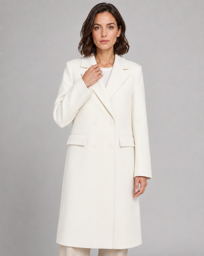 Women's Winter Coat - Long Double Breasted Wool-Style Coat