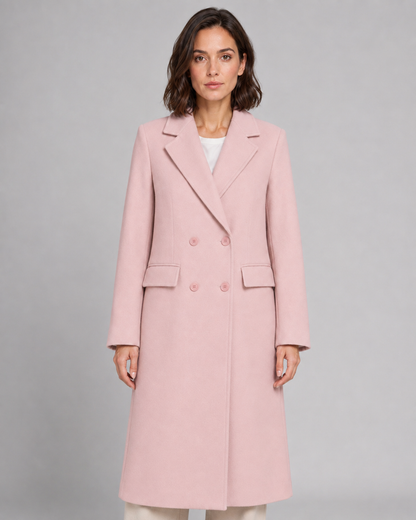 Women's Winter Coat - Long Double Breasted Wool-Style Coat