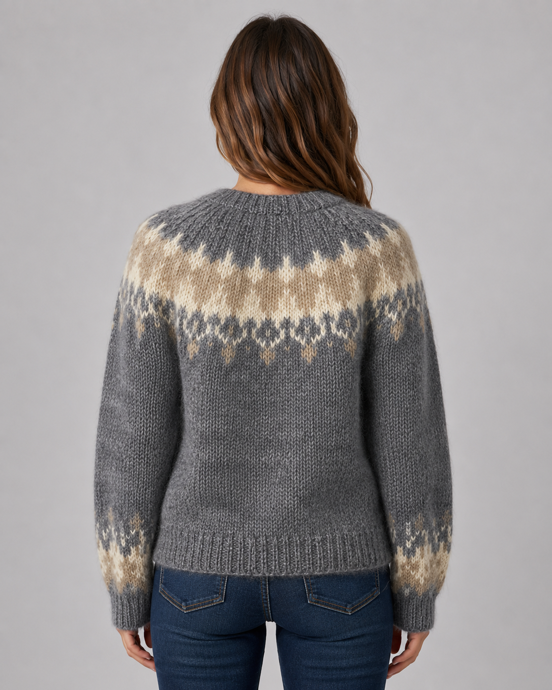Women's Fair Isle Sweater - Crew Neck Relaxed Knit