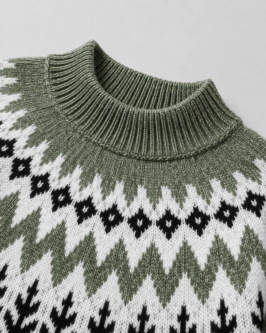 Women's Fair Isle Sweater - Mock Neck Ribbed Knit