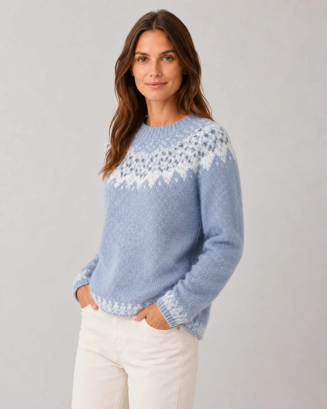 Women's Fair Isle Sweater - Crew Neck Knit