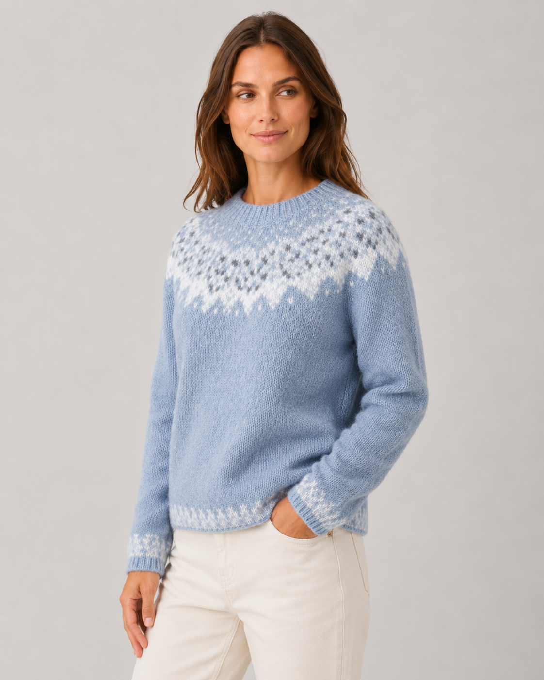 Women's Fair Isle Sweater - Crew Neck Knit