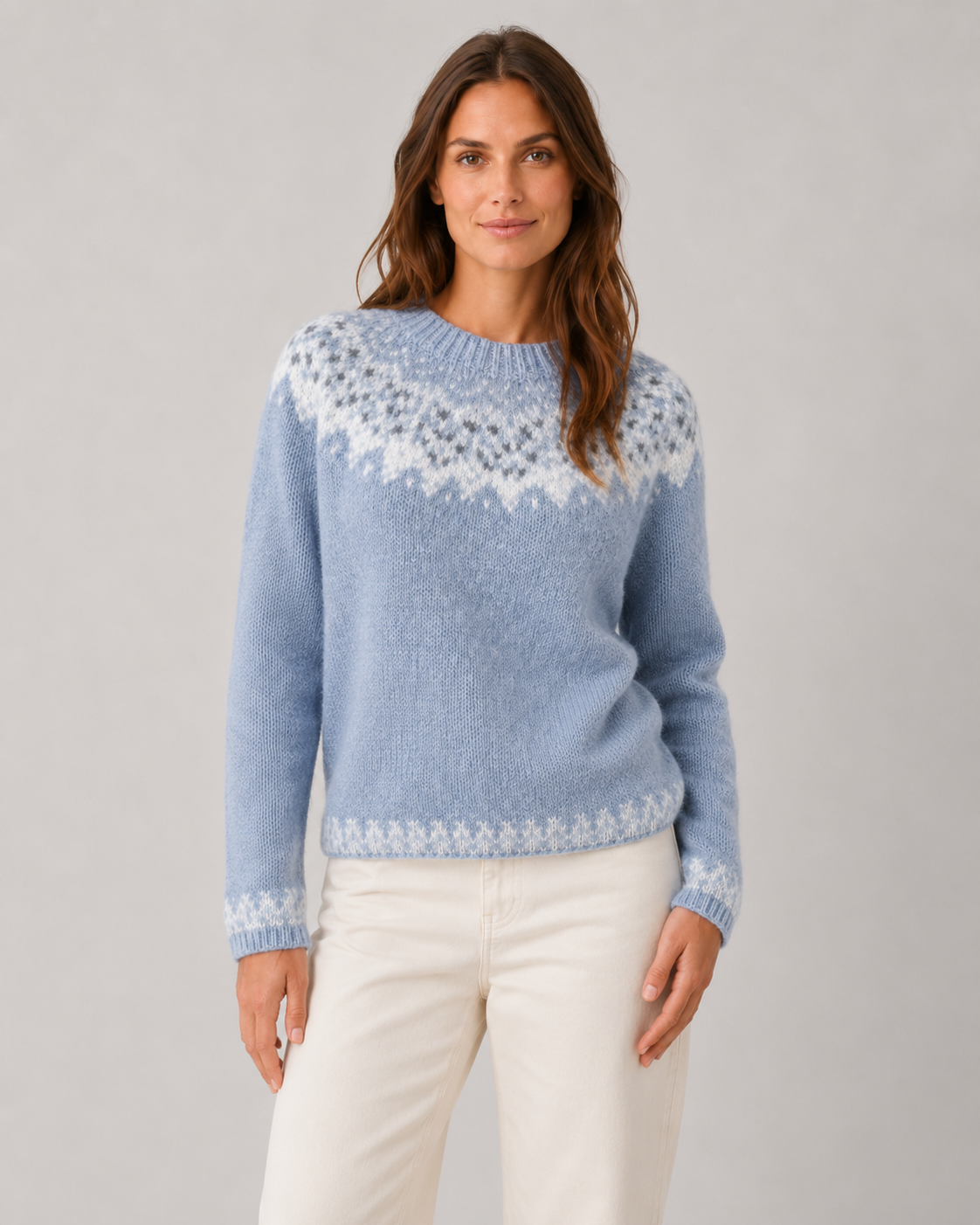 Women's Fair Isle Sweater - Crew Neck Knit