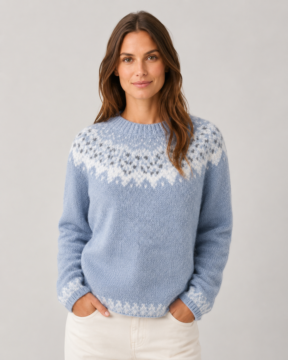 Women's Fair Isle Sweater - Crew Neck Knit