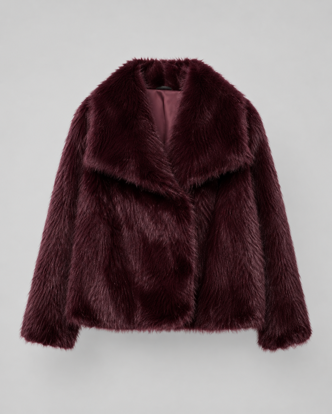 Women's Faux Fur Jacket - Cropped Wide Collar Winter Jacket