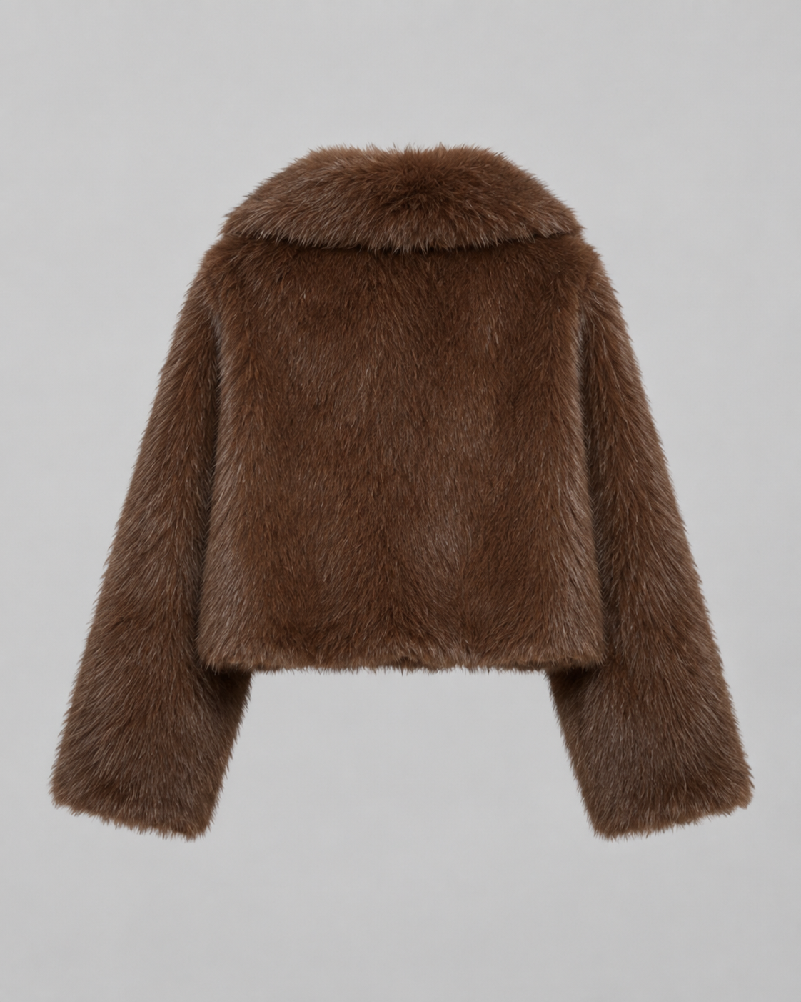 Women's Faux Fur Jacket - Cropped Wide Collar Winter Jacket