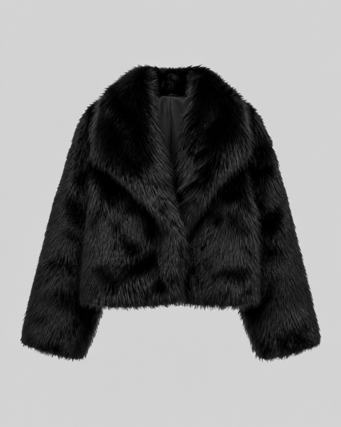 Women's Faux Fur Jacket - Cropped Wide Collar Winter Jacket