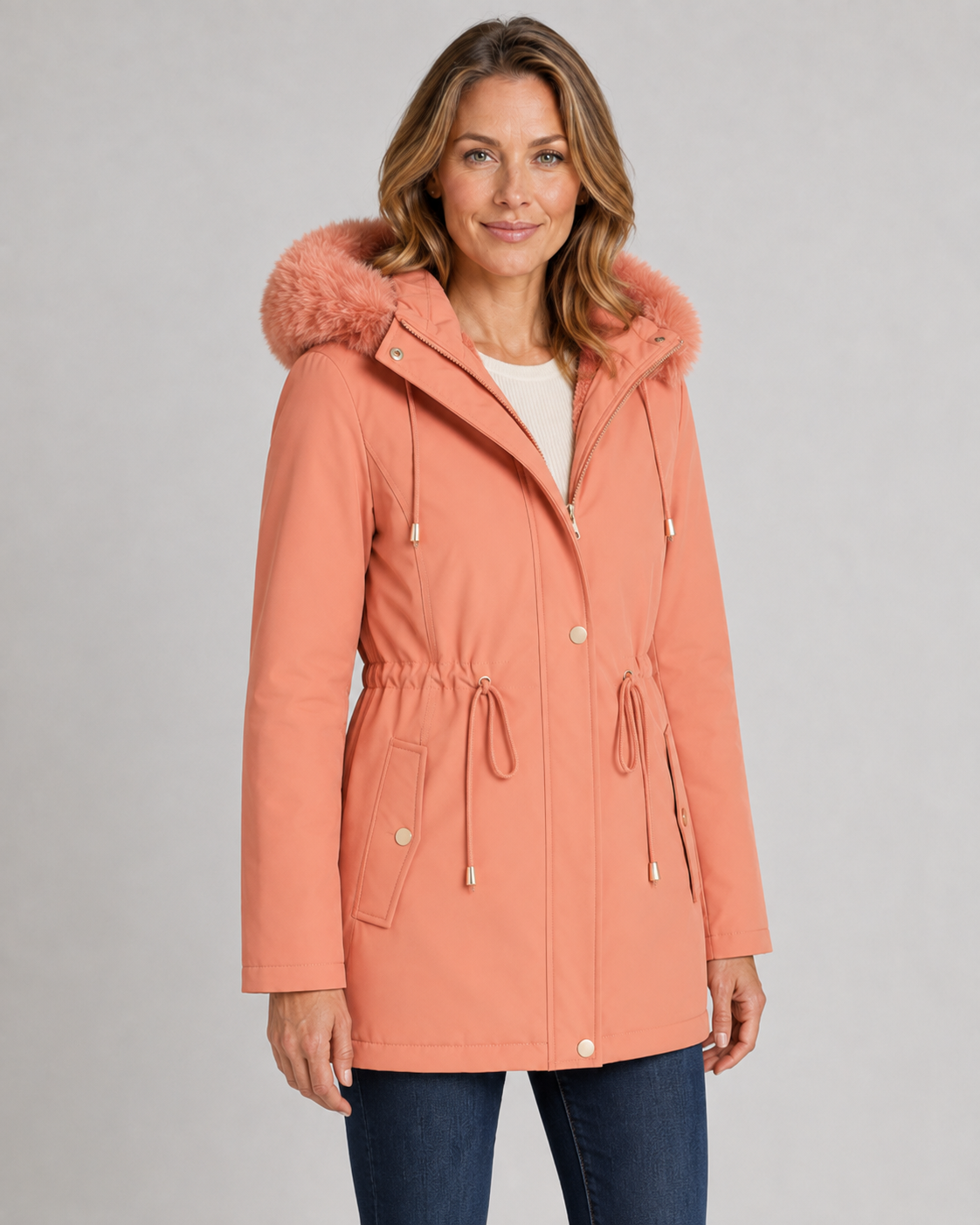 Women's Winter Parka - Faux Fur Lined Hooded Coat
