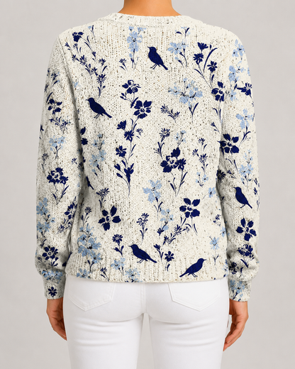Women's Floral Cardigan - Print Knit Button Front