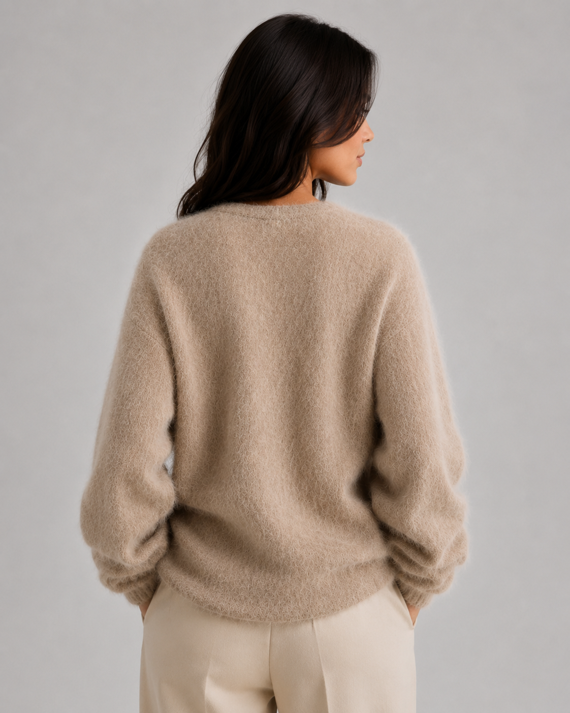 Women's Cardigan Sweater - Fluffy V Neck Button Front