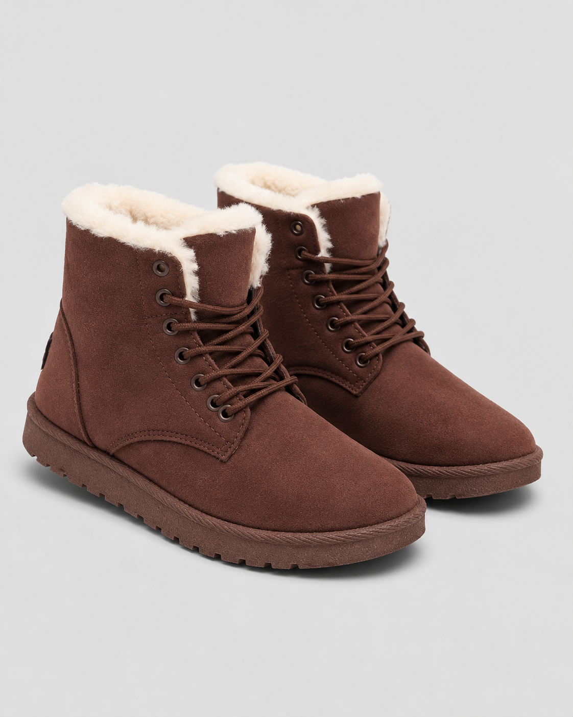 Women's Ankle Boots - Faux Fur Lined Suede Look