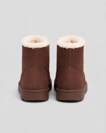 Women's Ankle Boots - Faux Fur Lined Suede Look