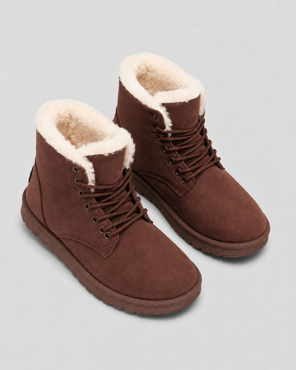 Women's Ankle Boots - Faux Fur Lined Suede Look