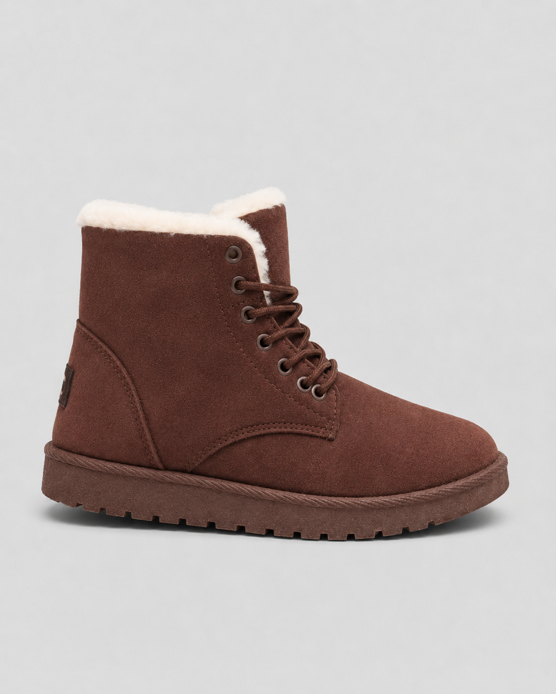 Women's Ankle Boots - Faux Fur Lined Suede Look