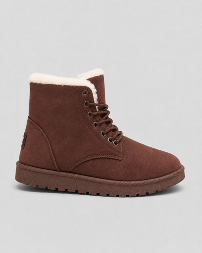 Women's Ankle Boots - Faux Fur Lined Suede Look