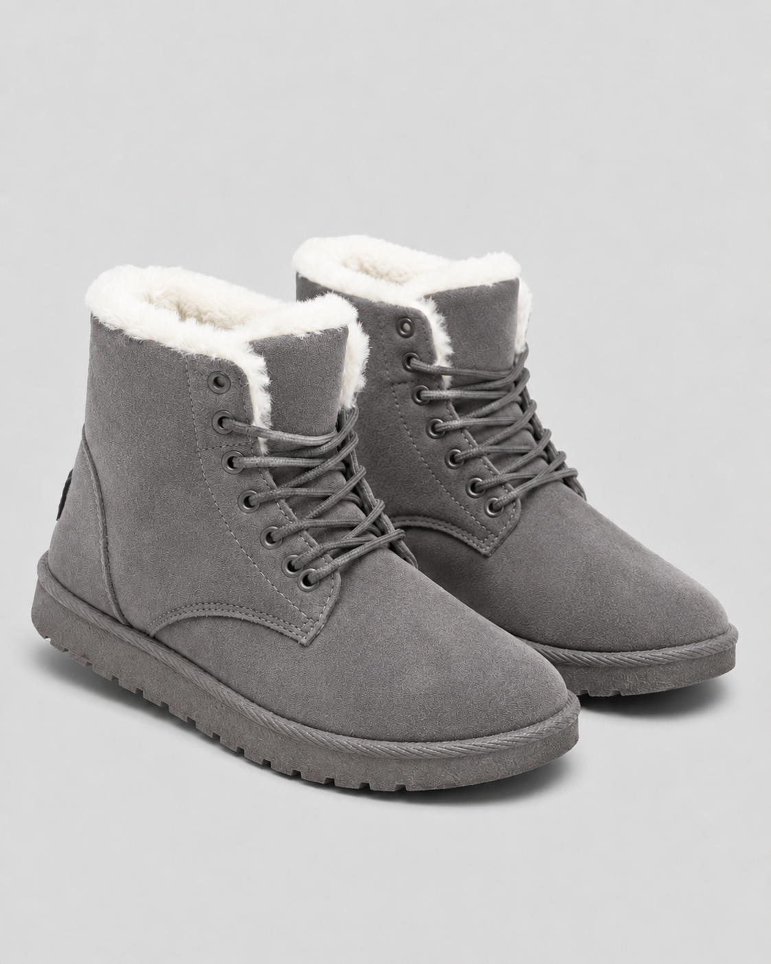 Women's Ankle Boots - Faux Fur Lined Suede Look