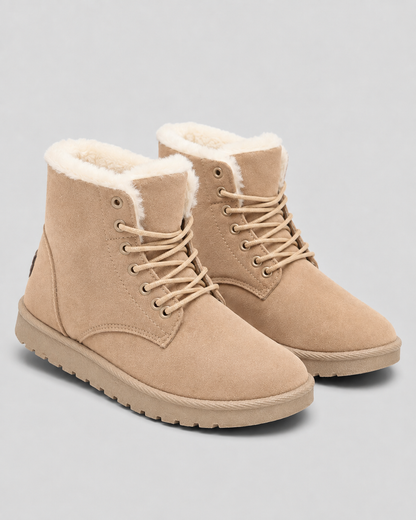 Women's Ankle Boots - Faux Fur Lined Suede Look