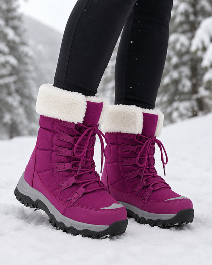 Women's Snow Boots - Fur Lined Lace Up Winter Boots