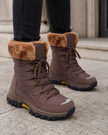 Women's Snow Boots - Fur Lined Lace Up Winter Boots