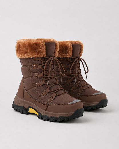 Women's Snow Boots - Fur Lined Lace Up Winter Boots