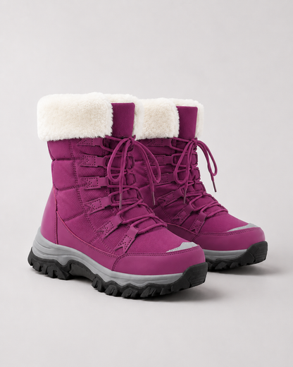 Women's Snow Boots - Fur Lined Lace Up Winter Boots