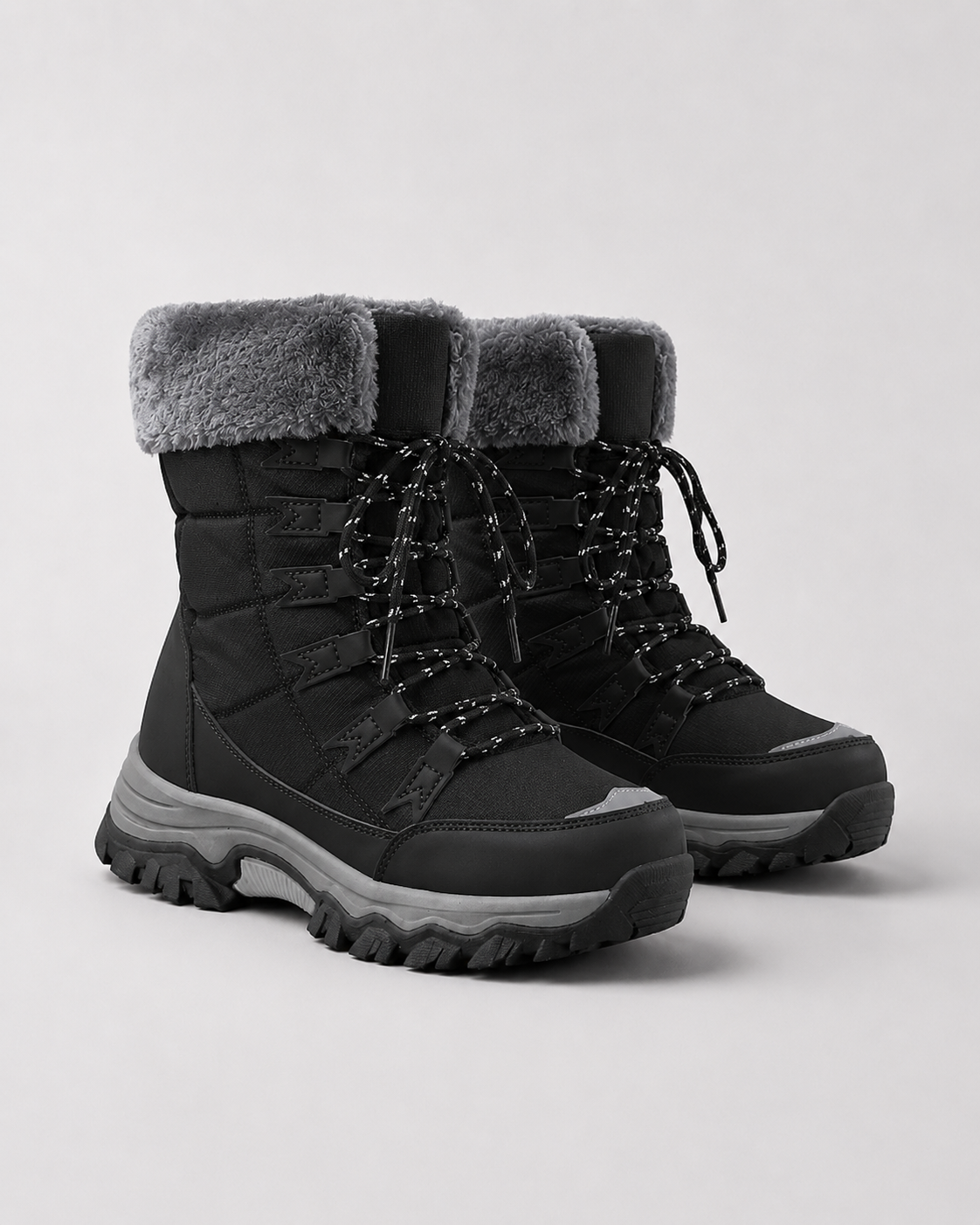 Women's Snow Boots - Fur Lined Lace Up Winter Boots