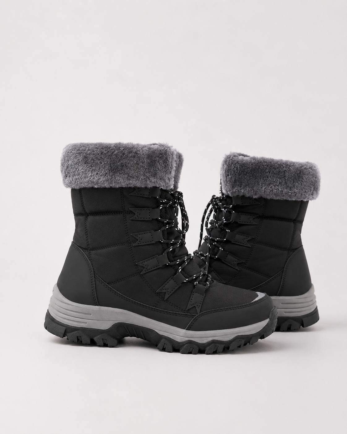 Women's Snow Boots - Fur Lined Lace Up Winter Boots