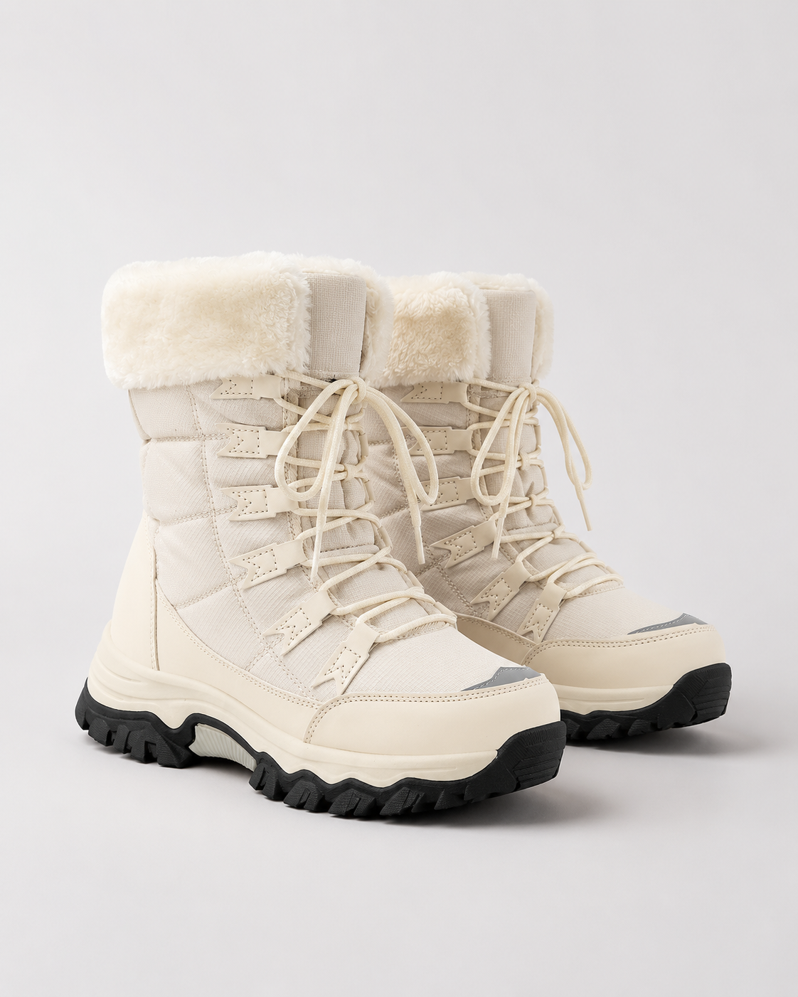 Women's Snow Boots - Fur Lined Lace Up Winter Boots