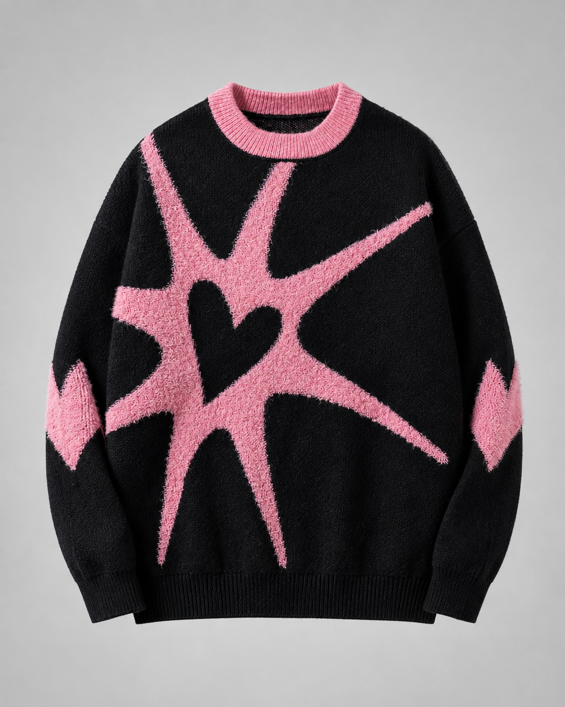 Women's Graphic Sweater - Heart Print Knit