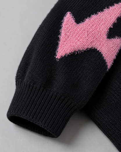 Women's Graphic Sweater - Heart Print Knit