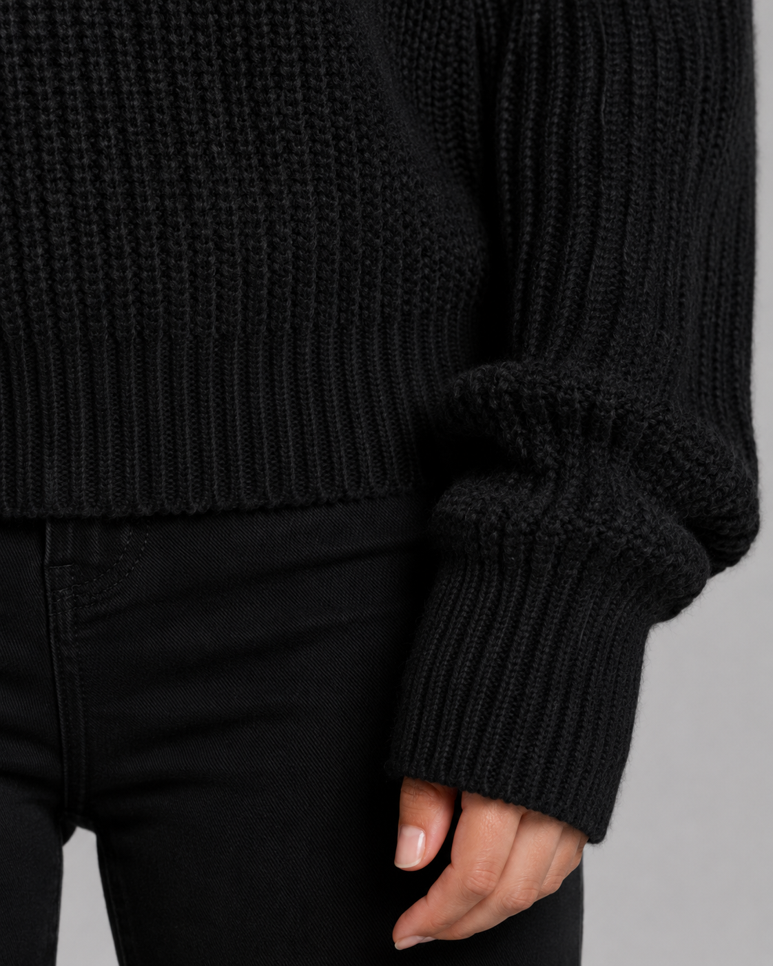 Women's Quarter Zip Sweater - Cropped Ribbed Funnel Neck