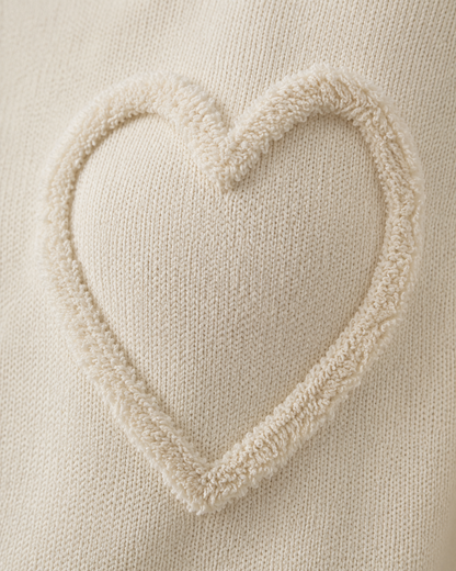 Women's Knit Sweater - Heart Textured Drop Shoulder