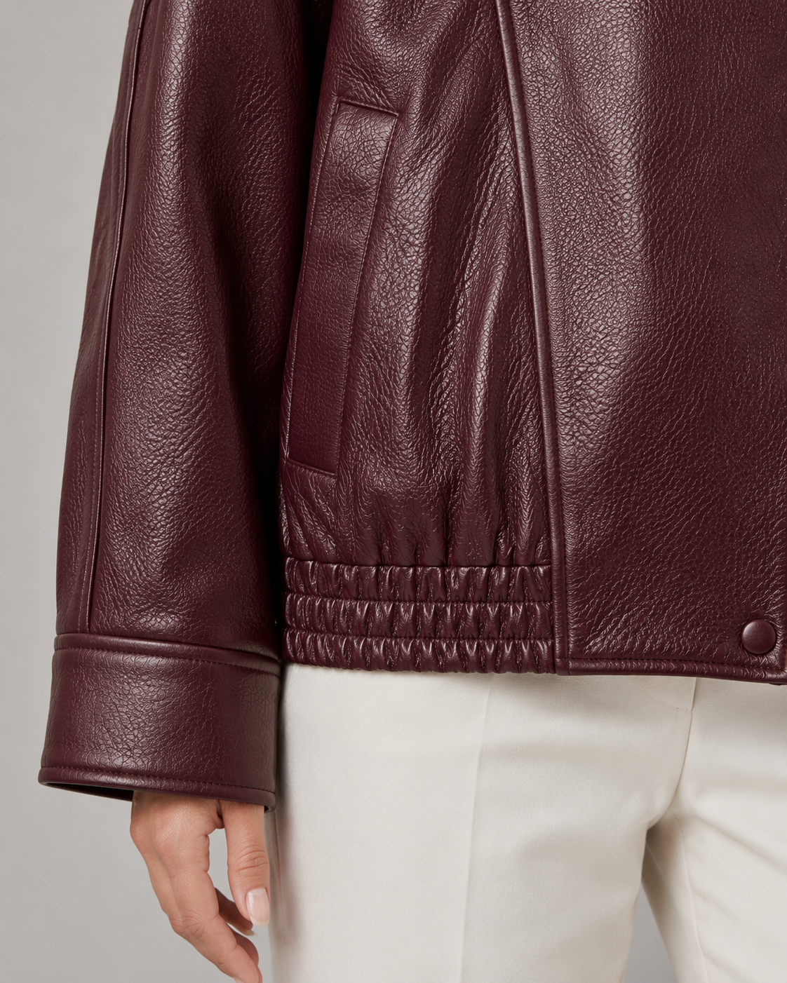 Women's Leather Jacket - High Collar Zip Up Casual Jacket