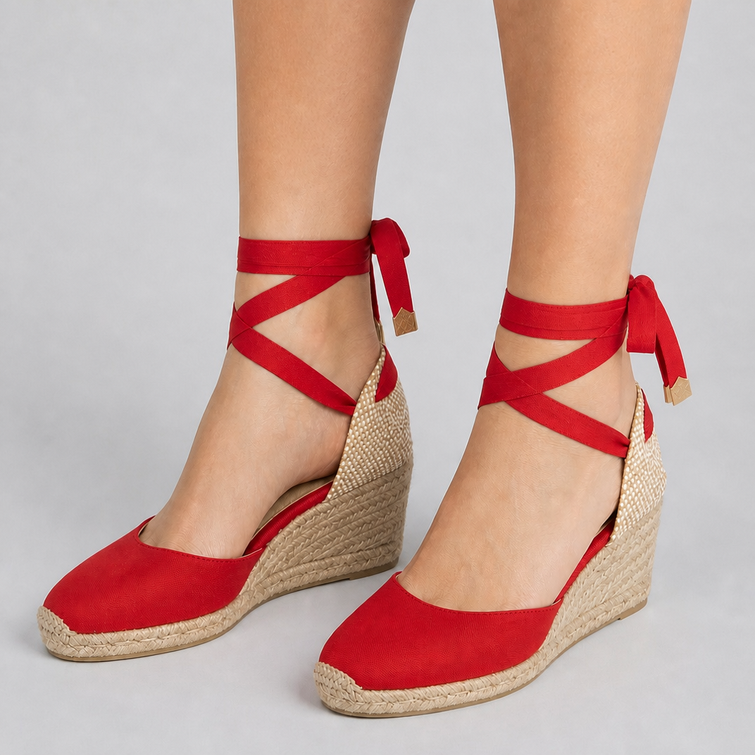 Women's Wedge Espadrille Sandals - Ankle Tie Summer Heels