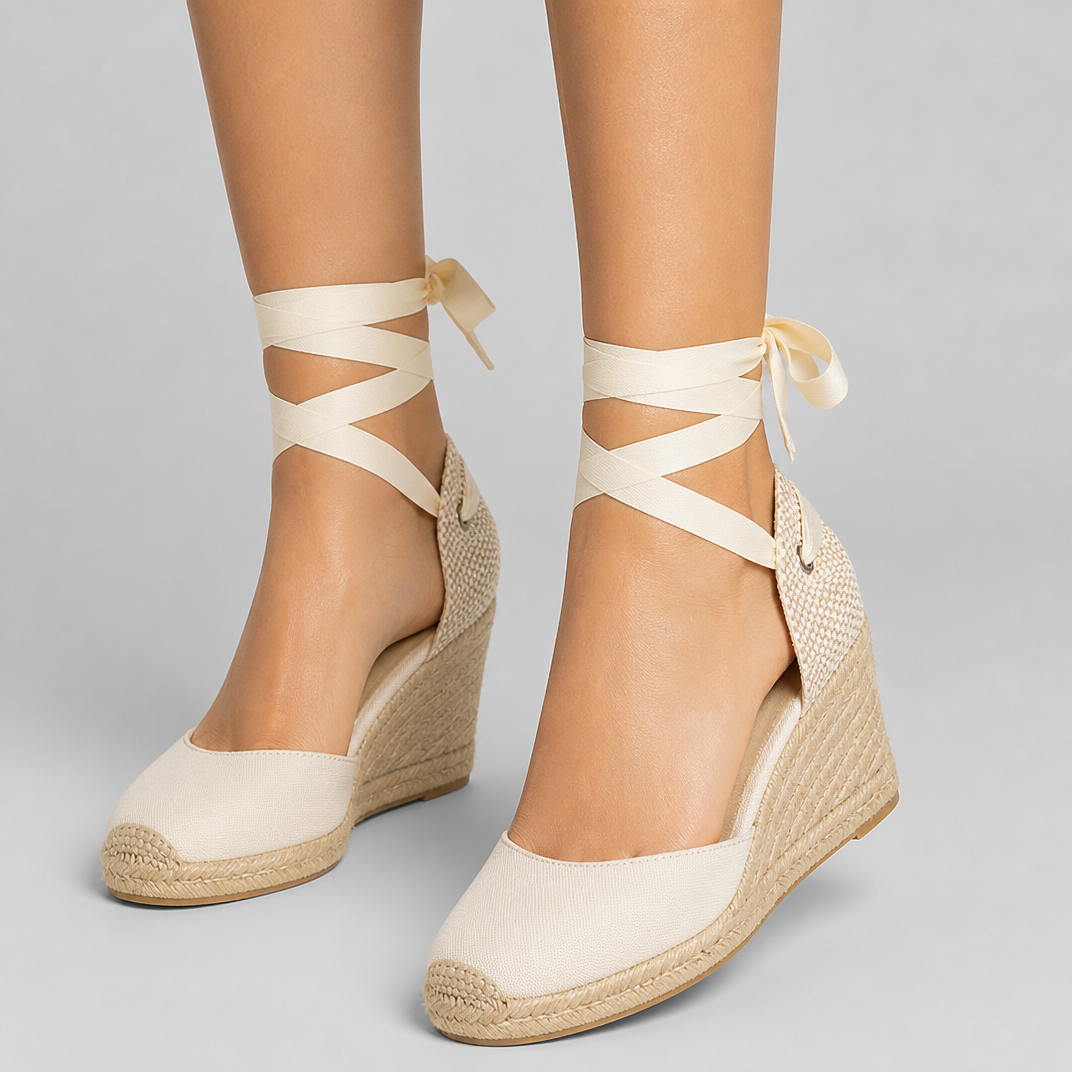 Women's Wedge Espadrille Sandals - Ankle Tie Summer Heels