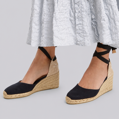 Women's Wedge Espadrille Sandals - Ankle Tie Summer Heels