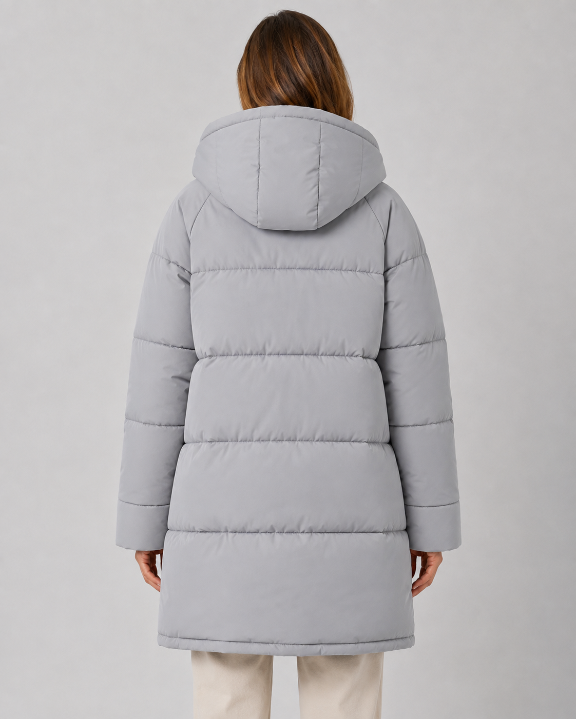Women's Puffer Coat - Hooded Longline Winter Jacket