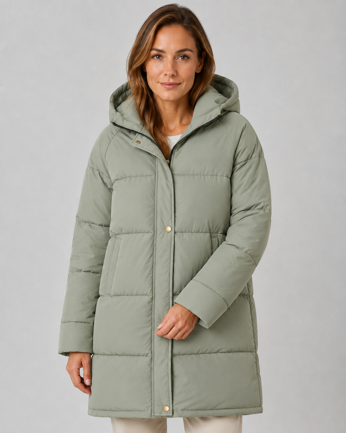 Women's Puffer Coat - Hooded Longline Winter Jacket