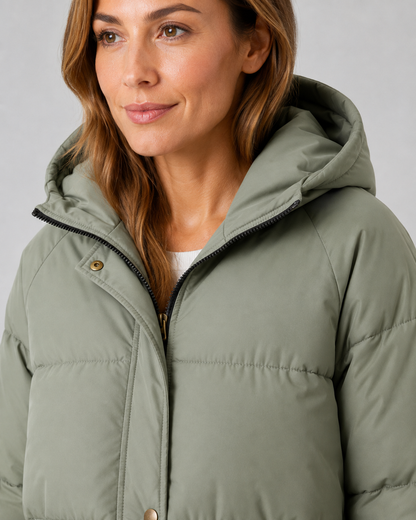 Women's Puffer Coat - Hooded Longline Winter Jacket