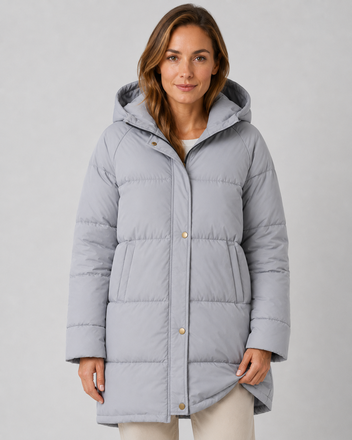 Women's Puffer Coat - Hooded Longline Winter Jacket