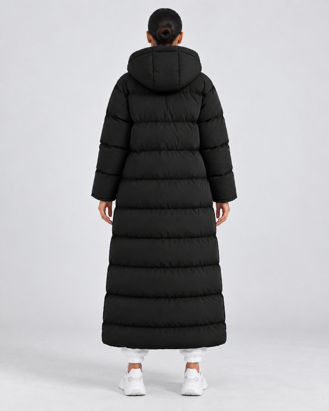 Women's Puffer Coat - Hooded Longline Maxi Winter Jacket