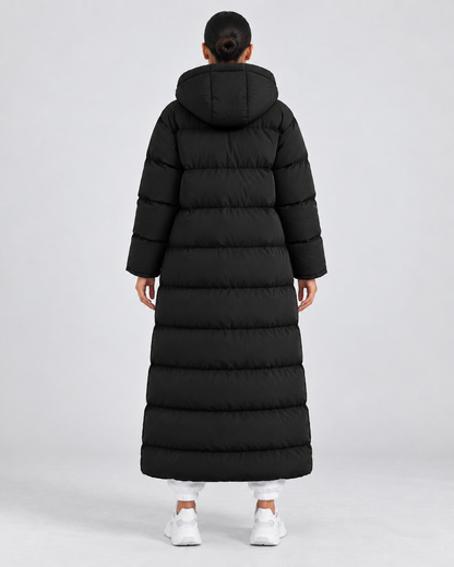 Women's Puffer Coat - Hooded Longline Maxi Winter Jacket