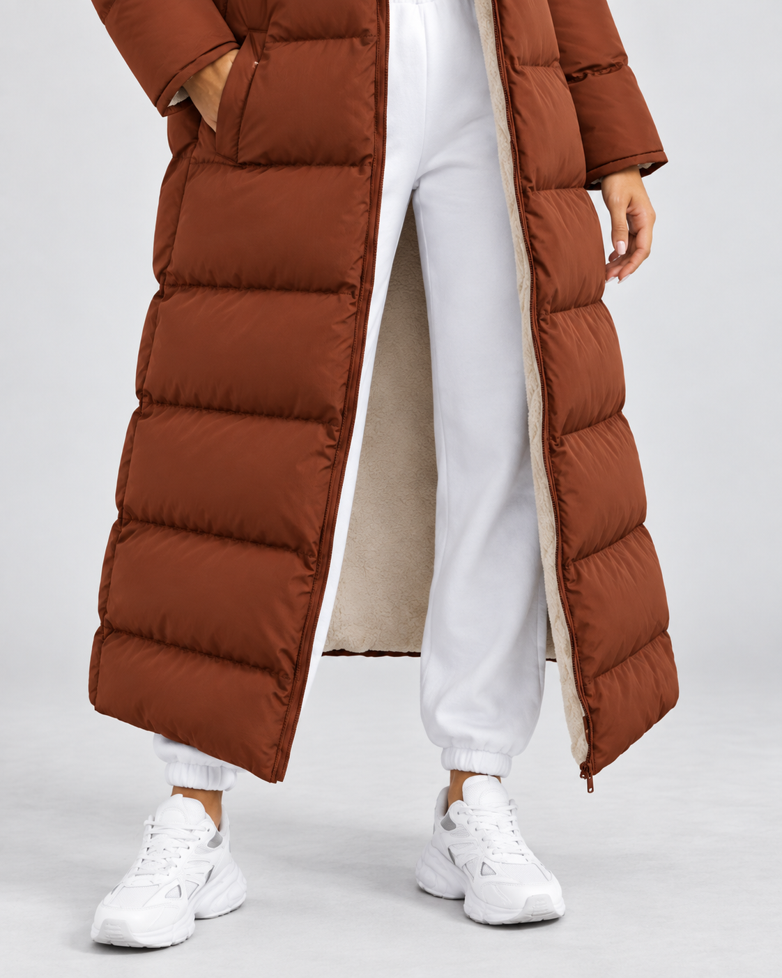 Women's Puffer Coat - Hooded Longline Maxi Winter Jacket