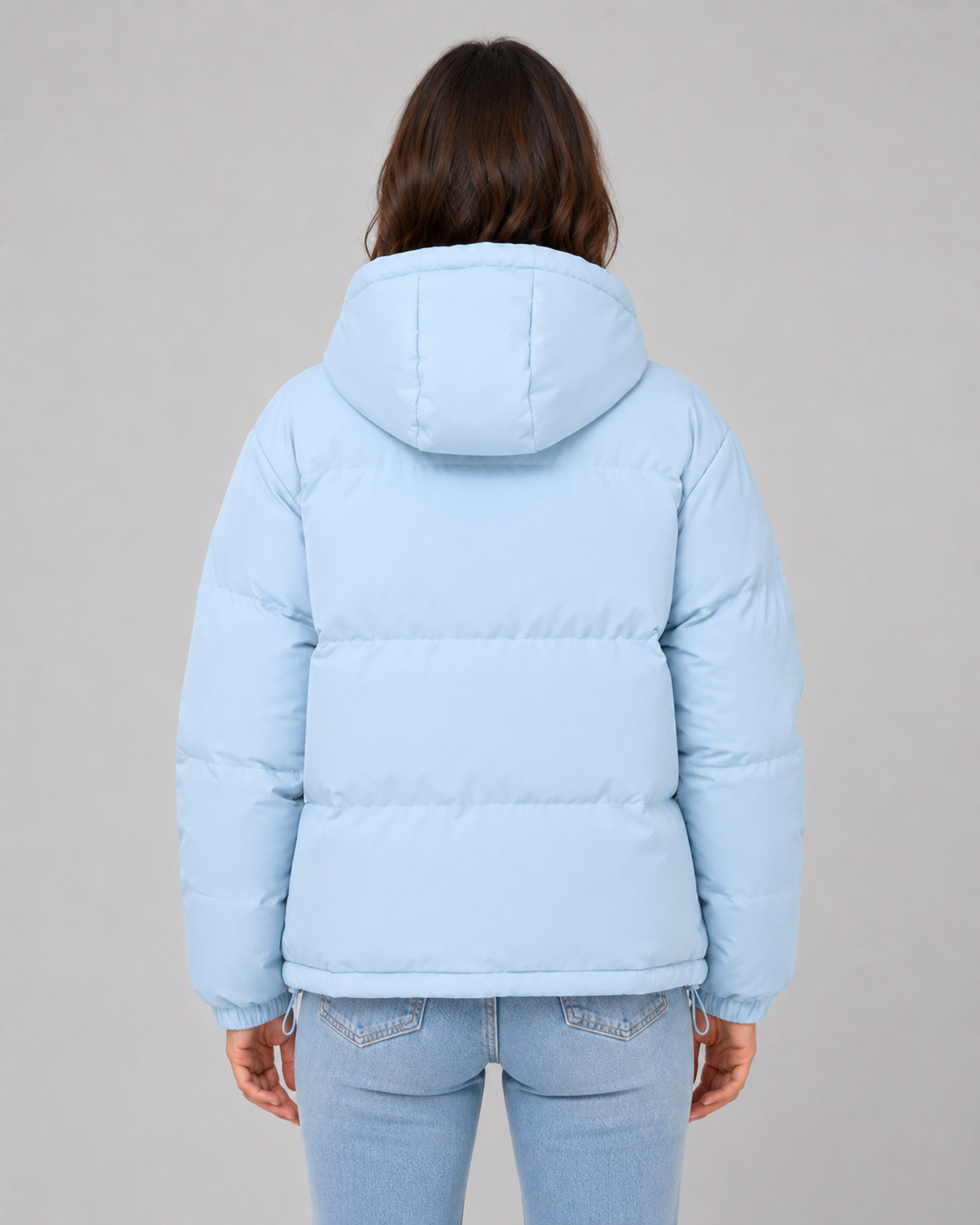 Women's Puffer Jacket - Hooded Winter Jacket with Drawstring Hem