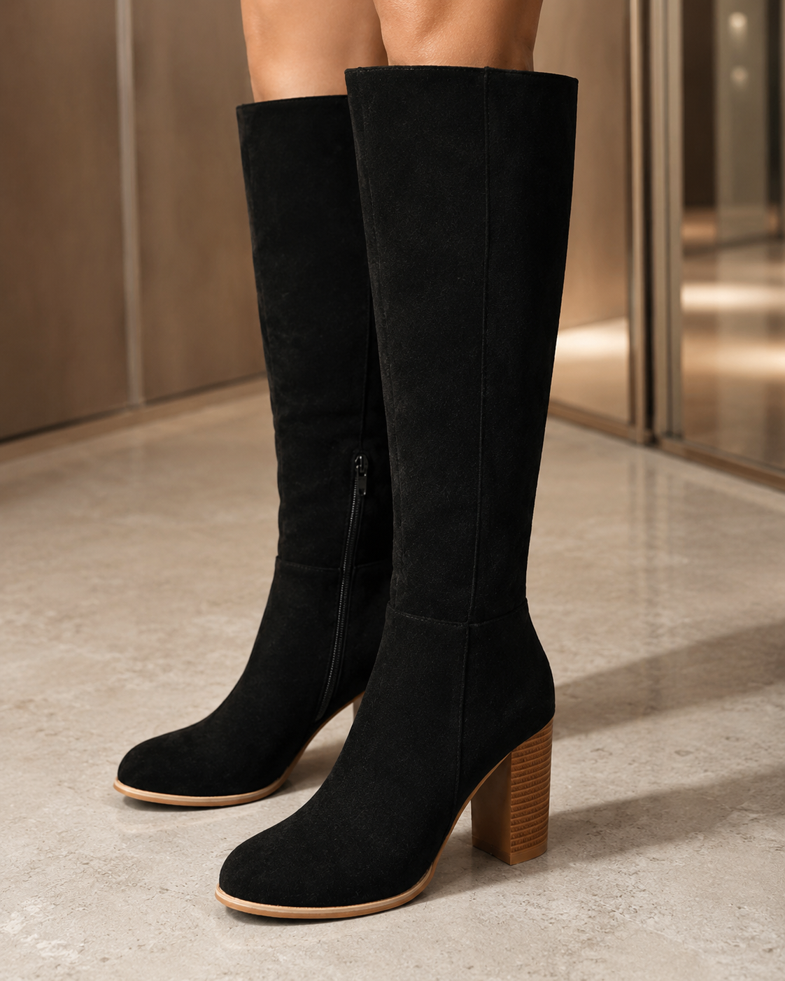 Women's Knee High Boots - Block Heel Tall Boots