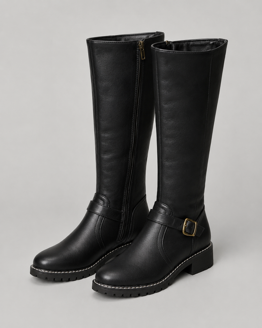 Women's Knee High Boots - Buckle Detail Tall Boots