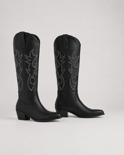 Women's Cowboy Boots - Knee High Embroidered Western Boots