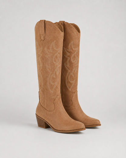 Women's Cowboy Boots - Knee High Embroidered Western Boots