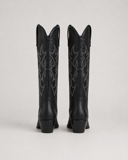 Women's Cowboy Boots - Knee High Embroidered Western Boots